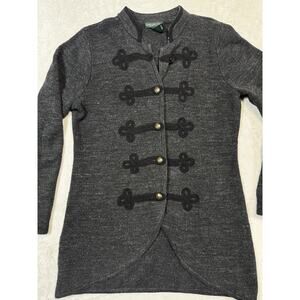 Lauren Jeans Co Ralph Lauren Jacket Medium Charcoal Military Knit Frog Closure